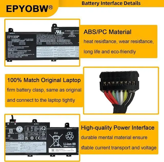 Alt view image 5 of 7 - L21D3PG1 Battery 42Wh 3-Cell Compatible with Lenovo ThinkPad L14 Gen 3 / ThinkPad L15 Gen 3 Series L21C3PG1 L21M3PG1 L21L3PG1