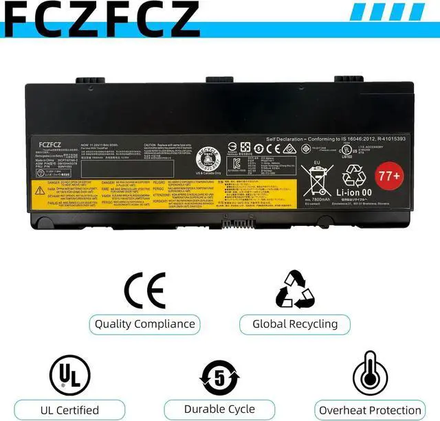 Alt view image 5 of 6 - 00NY493 Laptop Battery 90Wh 8000mAh Replacement for Lenovo ThinkPad P50 20EN 20EQ ThinkPad P51 20MM 20MN 20HH 20HJ Series L17L6P51 L17M6P51 SB10H45078 00NY492 SB10H45077 01AV477 77+ 77++ 11.25V