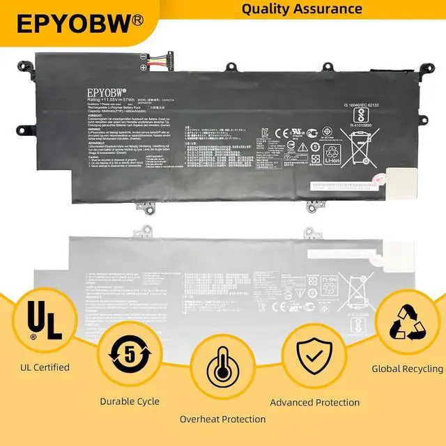 Alt view image 5 of 6 - C31N1714 Laptop Battery 57Wh 4940mAh 11.55V Compatible with Asus ZenBook Flip UX461UA UX461UA-1A UX461UA-E1012R UX461UA-E1072T UX461UA-E1077T Series C31PQCH 0B200-02750100M 0B200-02750000