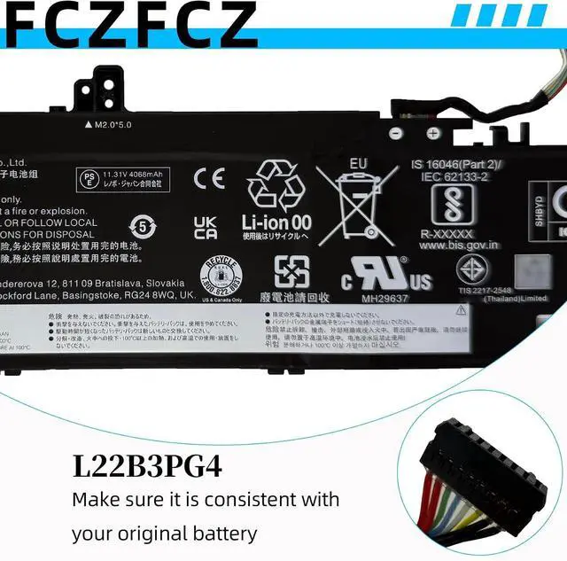 Alt view image 5 of 7 - L22B3PG4 Battery 47Wh 4156mAh Replacement for Lenovo ThinkPad E14 Gen 5 Gen 6 / E16 Gen 1 Gen 2 Series SB11N46023 L22X3PG4 L22D3PG4 L22M3PG4 L22L3PG5 L22B3PG5 L22D3PG5 L22M3PG5 11.31V 3-Cell