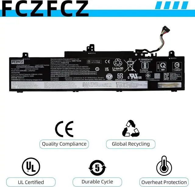 Alt view image 6 of 7 - L22B3PG4 Battery 47Wh 4156mAh Replacement for Lenovo ThinkPad E14 Gen 5 Gen 6 / E16 Gen 1 Gen 2 Series SB11N46023 L22X3PG4 L22D3PG4 L22M3PG4 L22L3PG5 L22B3PG5 L22D3PG5 L22M3PG5 11.31V 3-Cell