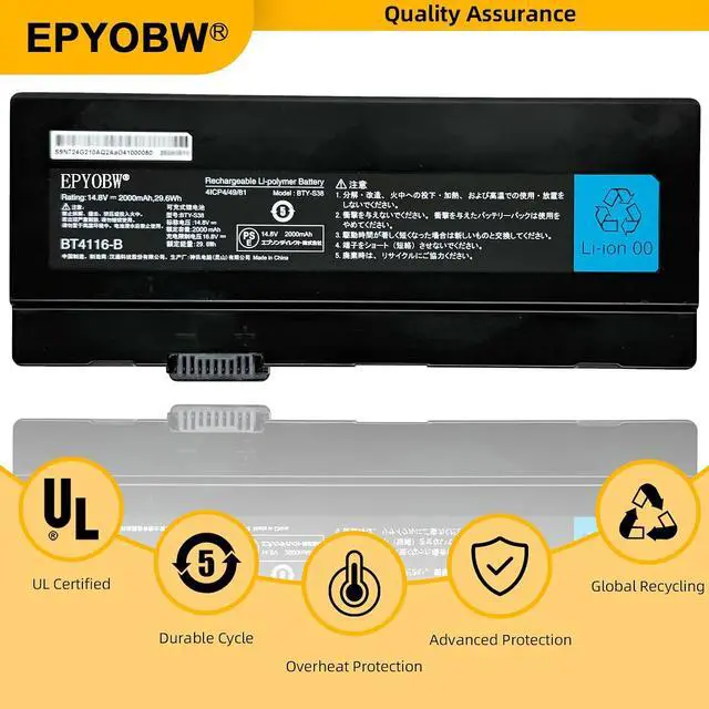 Alt view image 5 of 7 - BTY-S38 Laptop Battery 29.6Wh 2000mAh 14.8V