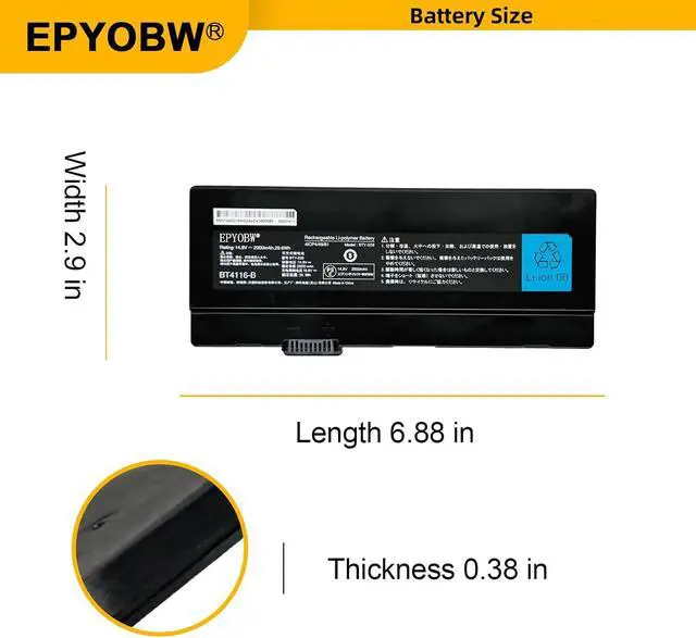 Alt view image 7 of 7 - BTY-S38 Laptop Battery 29.6Wh 2000mAh 14.8V