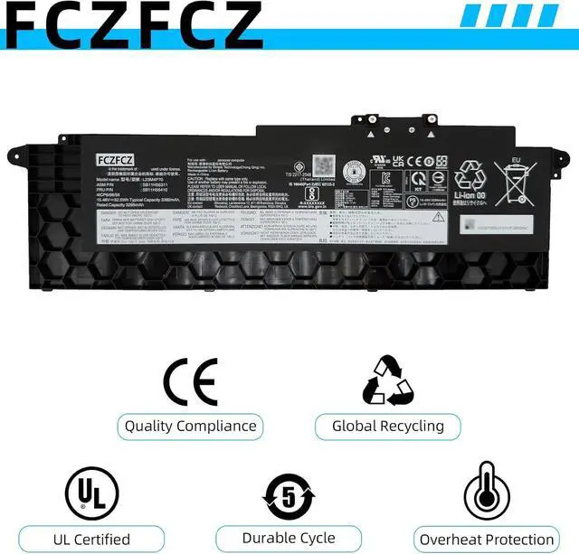 Alt view image 5 of 7 - L23M4P70 Battery 52.5Wh 3392mAh Replacement for Lenovo ThinkPad T16 Gen 3 21MN 21MQ Series SB11H56311 5B11H56410 L23C4P71 SB11H56310 5B11H56409 L23M4P71 L23C4P72 15.48V 4-Cell