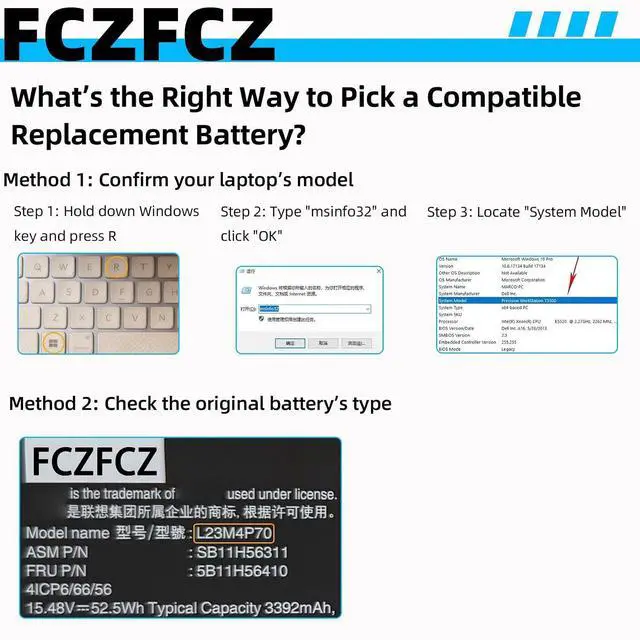 Alt view image 2 of 7 - L23M4P70 Battery 52.5Wh 3392mAh Replacement for Lenovo ThinkPad T16 Gen 3 21MN 21MQ Series SB11H56311 5B11H56410 L23C4P71 SB11H56310 5B11H56409 L23M4P71 L23C4P72 15.48V 4-Cell