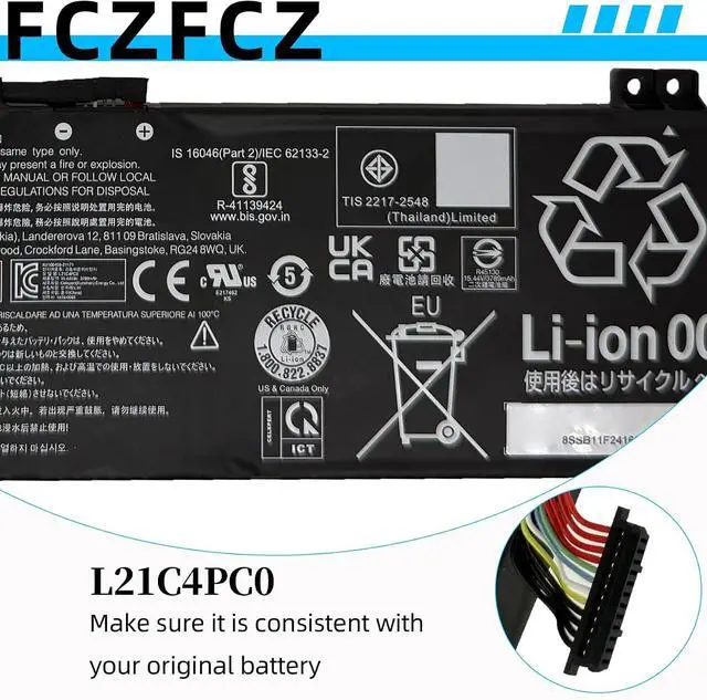 Alt view image 4 of 6 - L21C4PC0 Replacement for Lenovo Legion 5-15IAH7 5-15ARH7 5-15ARH7H 5-15IAH7H 5-15ARP8 5-15APH9 5-15IRX9 / IdeaPad Gaming 3-15IAH7 Series L21D4PC0 L21M4PC0 L21M4PC1 L21L4PC0 15.44V 60Wh 4-Cell