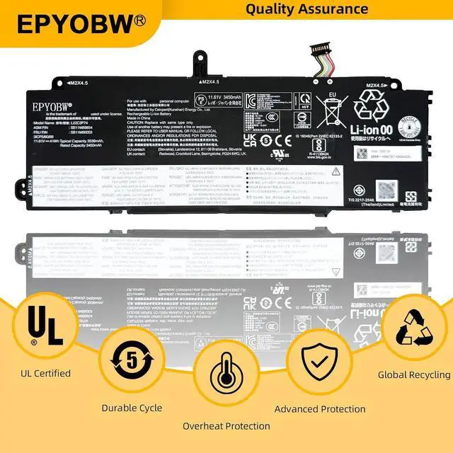 Alt view image 5 of 6 - L22C3P74 Laptop Battery 41Wh Series L22D3P76 L22M3P76
