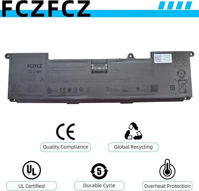 Alt view image 5 of 7 - D9V29 Battery 72Wh Replacement for Dell Pro Max 14 MC14250 MC14255 / Pro Max 14 Premium MA14250 Series 07PV3H 7PV3H 4ICP7/54/63 15.6V 4-Cell