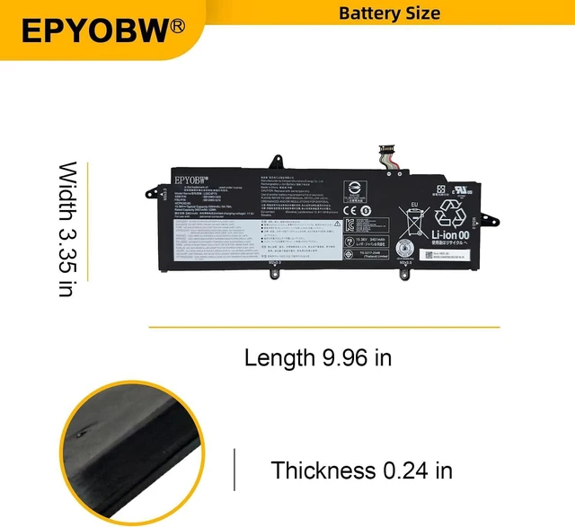 Alt view image 5 of 5 - L20C4P73 Laptop Battery 54.7Wh 4-Cell 15.36V Compatible with Lenovo ThinkPad X13 Gen 2 / ThinkPad X13 Gen 3 Series L20L4P73 L20M4P73 L20D4P73 L20C4P74 L20D4P74 L20C3P72 L20D3P72