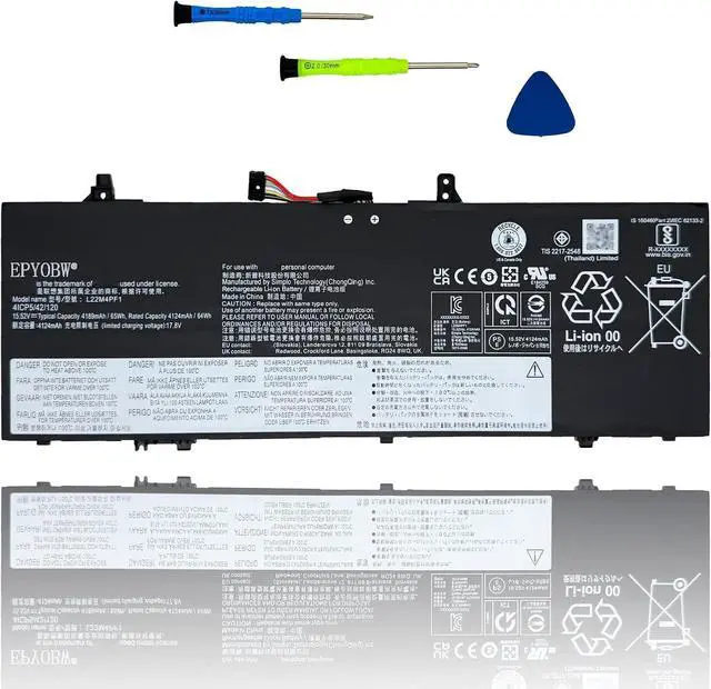 Main image of L22M4PF1 Laptop Battery 65Wh 4189mAh 4-Cell 15.52V Compatible with Lenovo Yoga Slim 6-14IAP8 6-14IRP8 6-14APU8 6-14IRH8 7-14IMH9 / Slim 7-14IRP8 7-14IMH9 Series L22D4PF1 L22C4PF0 L22C4PF1