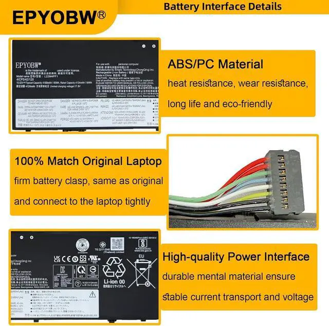 Alt view image 4 of 6 - L22M4PF1 Laptop Battery 65Wh 4189mAh 4-Cell 15.52V Compatible with Lenovo Yoga Slim 6-14IAP8 6-14IRP8 6-14APU8 6-14IRH8 7-14IMH9 / Slim 7-14IRP8 7-14IMH9 Series L22D4PF1 L22C4PF0 L22C4PF1