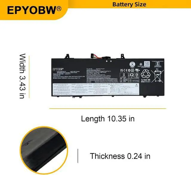 Alt view image 6 of 6 - L22M4PF1 Laptop Battery 65Wh 4189mAh 4-Cell 15.52V Compatible with Lenovo Yoga Slim 6-14IAP8 6-14IRP8 6-14APU8 6-14IRH8 7-14IMH9 / Slim 7-14IRP8 7-14IMH9 Series L22D4PF1 L22C4PF0 L22C4PF1
