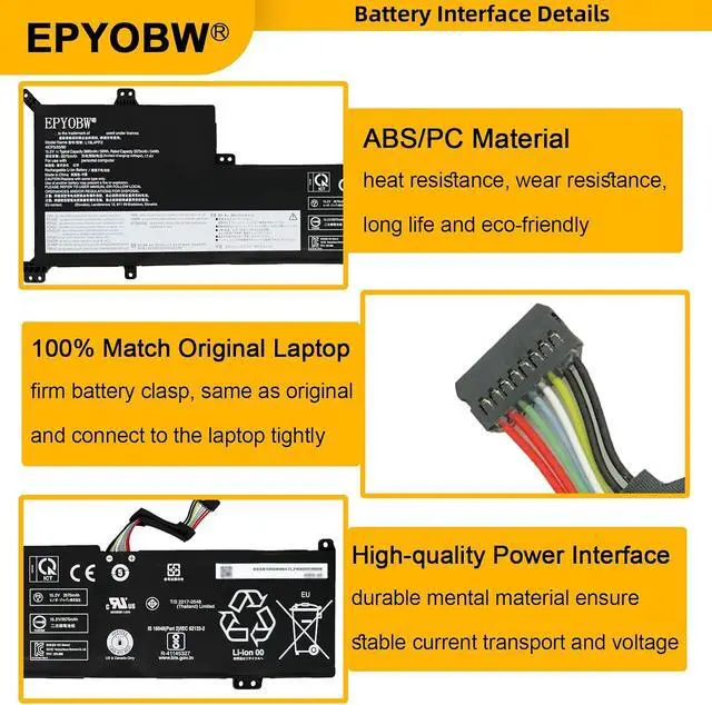 Alt view image 4 of 7 - L19L4PF2 Laptop Battery 56Wh Compatible with Lenovo IdeaPad 3-17ADA05 / IdeaPad 3-17ARE05 / IdeaPad 3-17IML05 / IdeaPad 3-17IIL05 / V17-IIL 82GX Series L19D4PF2 L19L3PF4 L19C3PF6