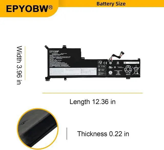 Alt view image 7 of 7 - L19L4PF2 Laptop Battery 56Wh Compatible with Lenovo IdeaPad 3-17ADA05 / IdeaPad 3-17ARE05 / IdeaPad 3-17IML05 / IdeaPad 3-17IIL05 / V17-IIL 82GX Series L19D4PF2 L19L3PF4 L19C3PF6