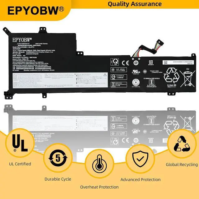 Alt view image 5 of 7 - L19L4PF2 Laptop Battery 56Wh Compatible with Lenovo IdeaPad 3-17ADA05 / IdeaPad 3-17ARE05 / IdeaPad 3-17IML05 / IdeaPad 3-17IIL05 / V17-IIL 82GX Series L19D4PF2 L19L3PF4 L19C3PF6