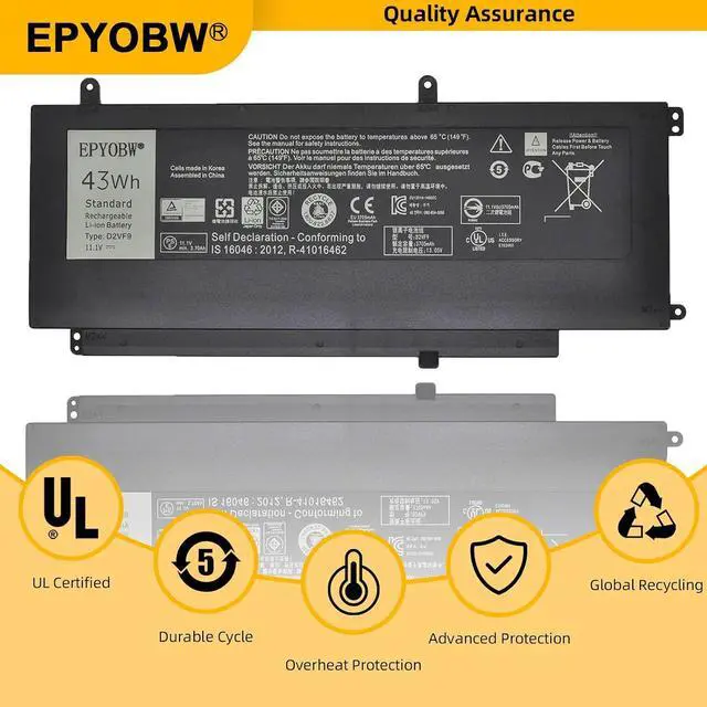 Alt view image 6 of 7 - D2VF9 Laptop Battery 43Wh JC04 PXR51 0PXR51