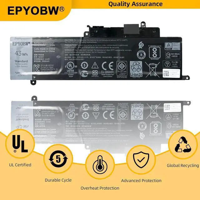 Alt view image 5 of 6 - GK5KY Laptop Battery 43Wh 04K8YH 92NCT 092NCT 4K8YH P20T RHN1C
