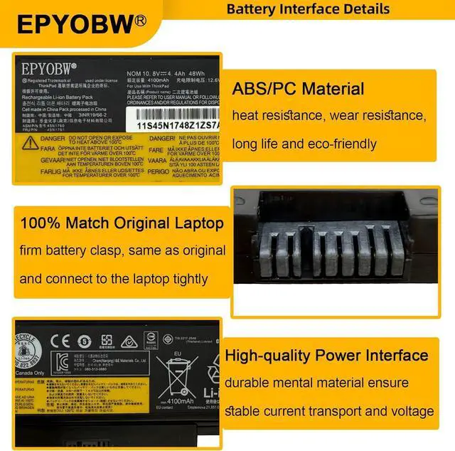 Alt view image 4 of 7 - 45N1760 Laptop Battery 48Wh 45N1761 45N1758 45N1759 45N1762