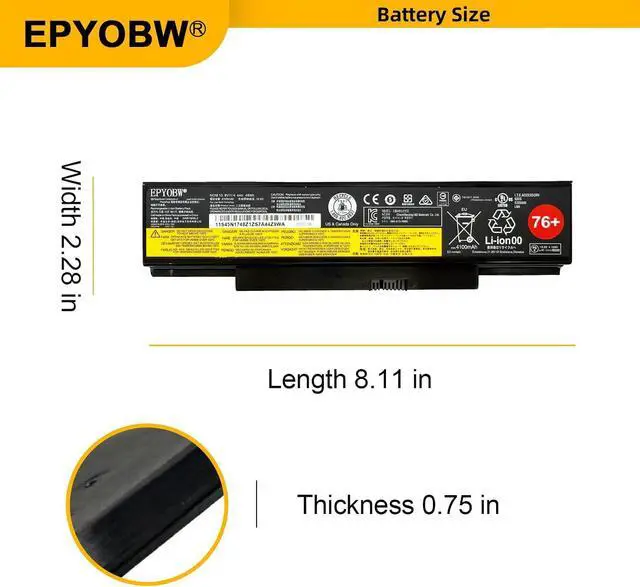 Alt view image 7 of 7 - 45N1760 Laptop Battery 48Wh 45N1761 45N1758 45N1759 45N1762