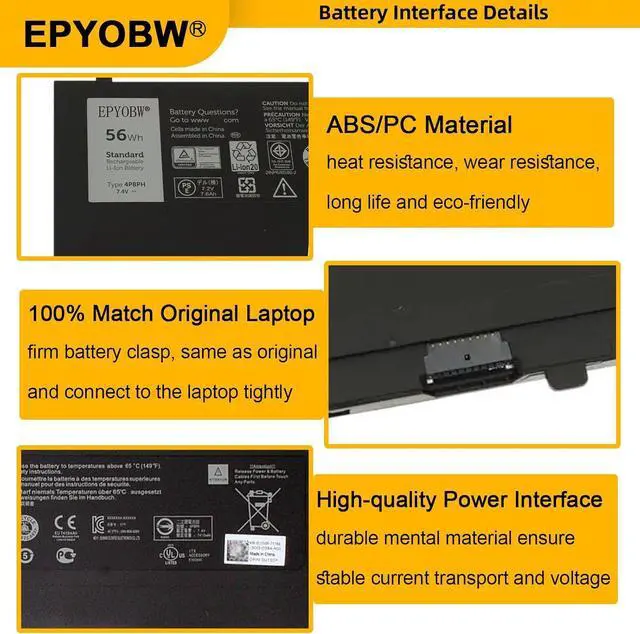 Alt view image 5 of 7 - 4P8PH Laptop Battery 56Wh G05H0 0G05H0 OPXR51 D2VF9