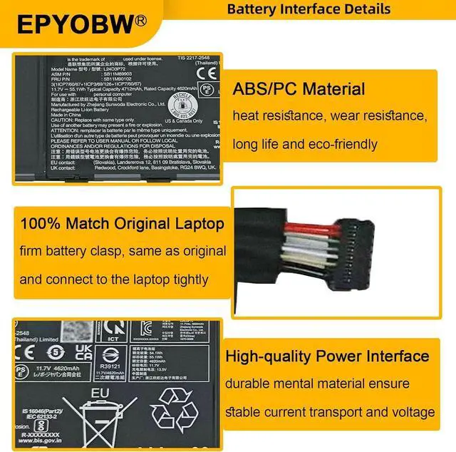 Alt view image 4 of 6 - L24D3P72 Laptop Battery 55.1Wh SB11M89902 5B11M90101 L24B3P71