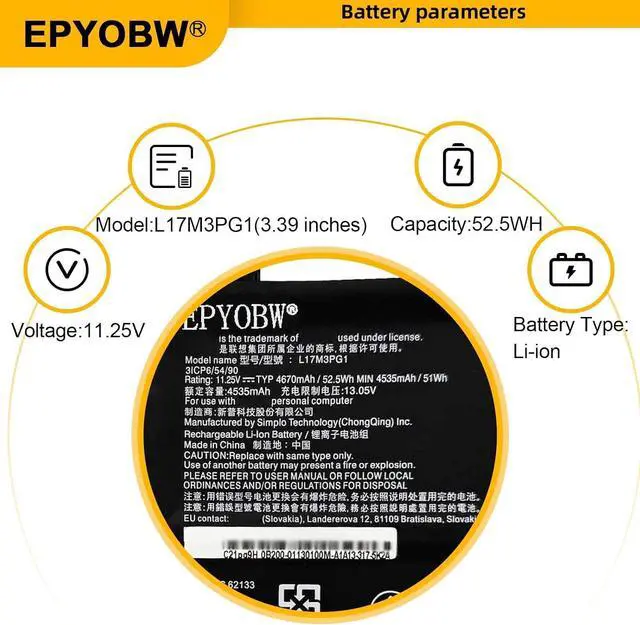 Alt view image 4 of 5 - L17M3PG1 Laptop Battery 11.25V L17L3PG1 L17C3PG1 L17M3PG3