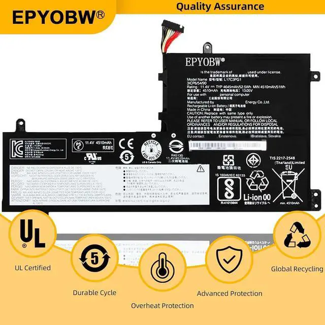 Alt view image 5 of 5 - L17C3PG1 Laptop Battery 52.5Wh L17C3PG1 L17M3PG1 L17M3PG3