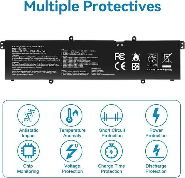 Alt view image 4 of 7 - B31N1915 C31N1915 Laptop Battery for Asus ExpertBook L1 L1400CDA L1500CDA, B1 B1400CEAE B1400CEPE B1500CEAE B1500CEPE B1500 B1500CEA-XS74 BR1100CKA BR1100FKA 0B200-03760000 0B20003760000 3ICP5/57/80
