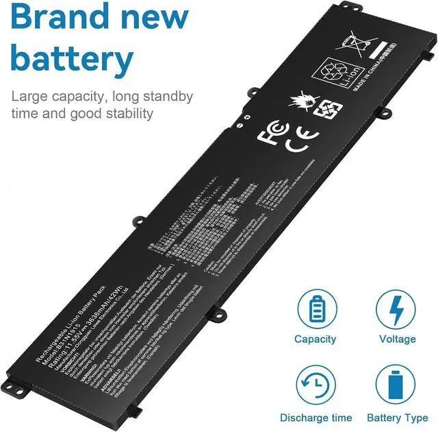 Alt view image 6 of 7 - B31N1915 C31N1915 Laptop Battery for Asus ExpertBook L1 L1400CDA L1500CDA, B1 B1400CEAE B1400CEPE B1500CEAE B1500CEPE B1500 B1500CEA-XS74 BR1100CKA BR1100FKA 0B200-03760000 0B20003760000 3ICP5/57/80