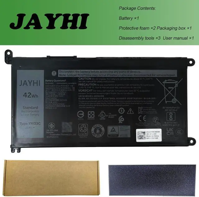 Alt view image 7 of 7 - JAYHI YKG3C 42Wh 3500mAh Laptop Battery 0X0Y5M X0Y5M 0RF9H3 RF9H3 11.4V
