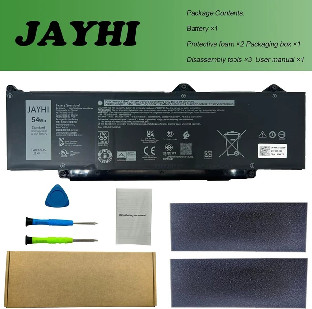 Alt view image 7 of 7 - JAYHI R73TC 54Wh 4623mAh Laptop Battery GRWKG GTG7N V042N 11.4V