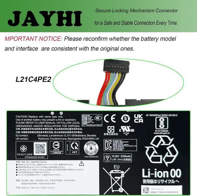 Alt view image 4 of 6 - JAYHI L21C4PE2 59Wh 3815mAh Laptop Battery L21M4PE2 L21D4PE1 15.52V