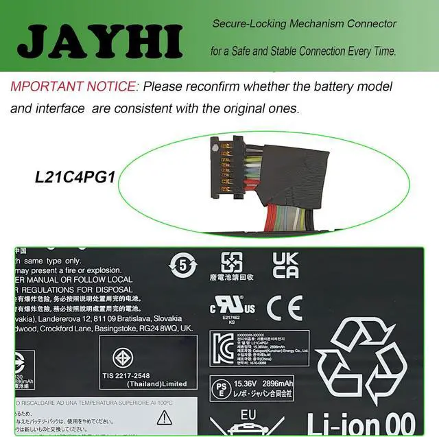 Alt view image 4 of 6 - JAYHI L21C4PG1 46Wh Laptop Battery L21L4PG1 L21D4PG1 L21M4PG1 15.36V