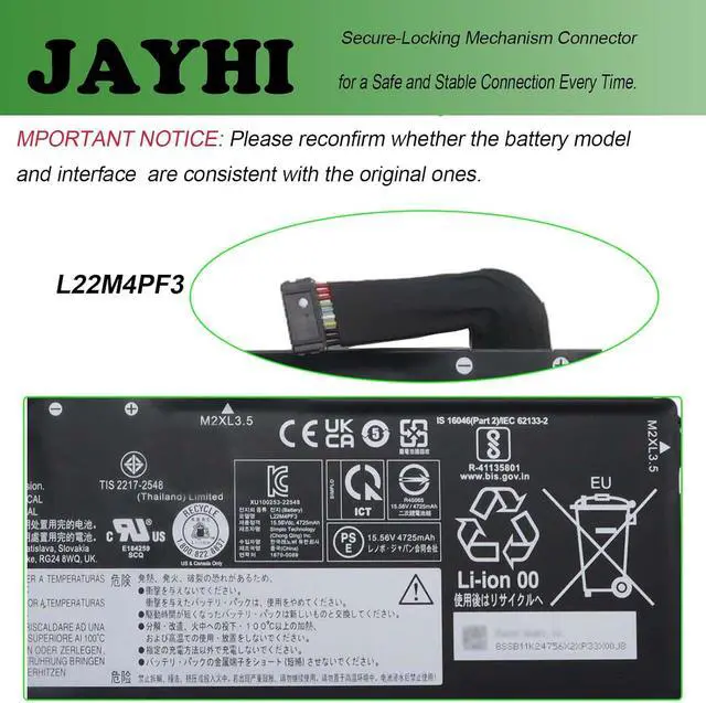 Alt view image 4 of 6 - JAYHI L22M4PF3 75Wh 4822mAh Laptop Battery SB11K24756 L22D4PF3 15.56V