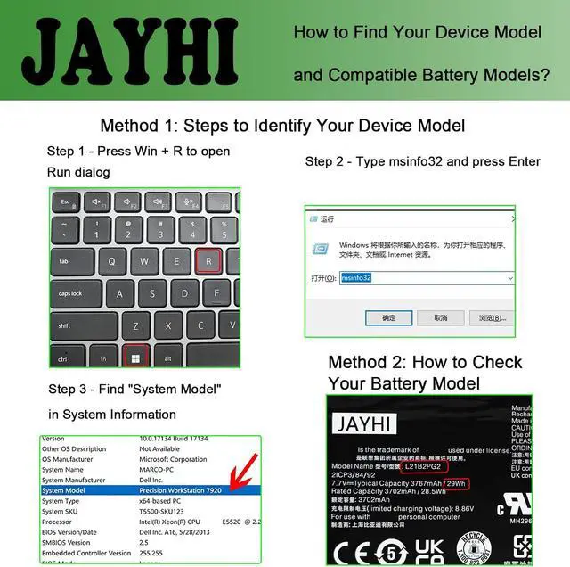 Alt view image 2 of 5 - JAYHI L21B2PG2 29Wh Laptop Battery SB11F38378 5B11F38376 2ICP3/84/92 7.7V