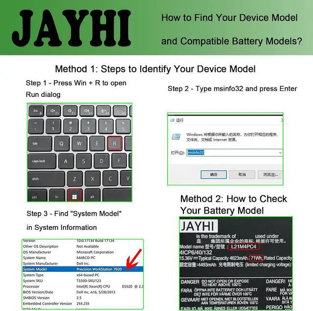 Alt view image 2 of 6 - JAYHI L21M4PC4 71Wh 4623mAh Laptop Battery L21L4PC1 15.36V 4-Cell