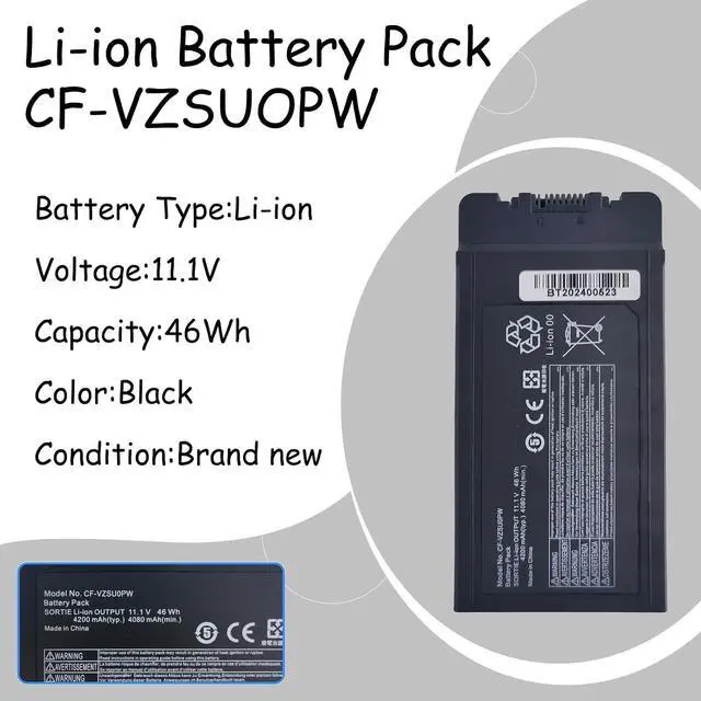 Alt view image 4 of 7 - 11.1V 4080mAh 46Wh Replacement Battery for Toughbook CF-54