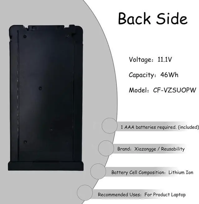 Alt view image 5 of 7 - 11.1V 4080mAh 46Wh Replacement Battery for Toughbook CF-54