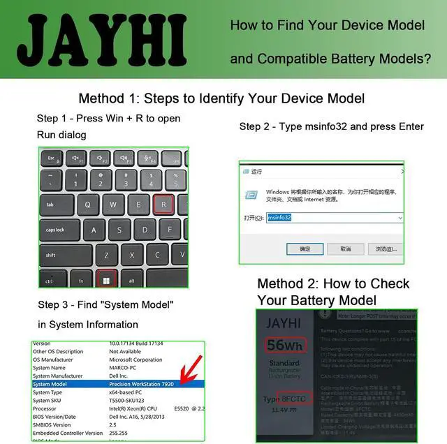 Alt view image 2 of 7 - JAYHI 8FCTC 56Wh 4650mAh Laptop Battery 69KF2 70N2F 11.4V 3-Cells