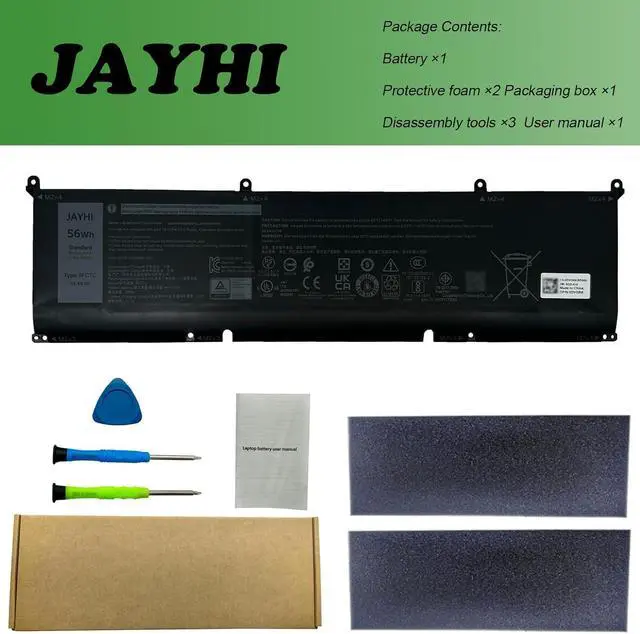 Alt view image 7 of 7 - JAYHI 8FCTC 56Wh 4650mAh Laptop Battery 69KF2 70N2F 11.4V 3-Cells