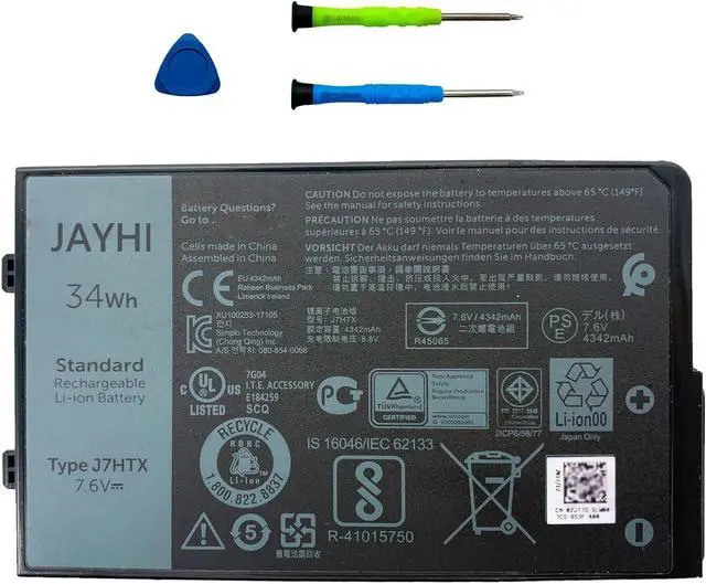 Main image of JAYHI J7HTX 34Wh Laptop Battery 02JT7D 7XNTR FH8RW J82G5 451-BCDH 7.6V