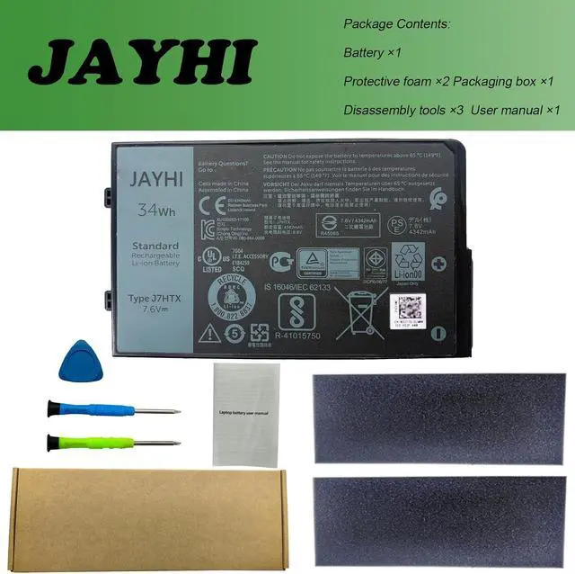 Alt view image 6 of 6 - JAYHI J7HTX 34Wh Laptop Battery 02JT7D 7XNTR FH8RW J82G5 451-BCDH 7.6V