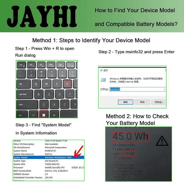 Alt view image 3 of 7 - JAYHI CGR6V 45Wh 4000mAh Laptop Battery 001W6F 02CVPR 01W31D 11.25V