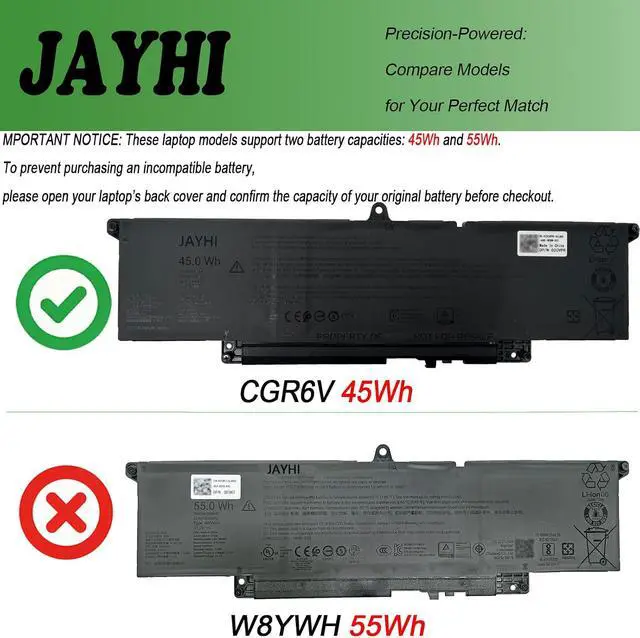 Alt view image 2 of 7 - JAYHI CGR6V 45Wh 4000mAh Laptop Battery 001W6F 02CVPR 01W31D 11.25V