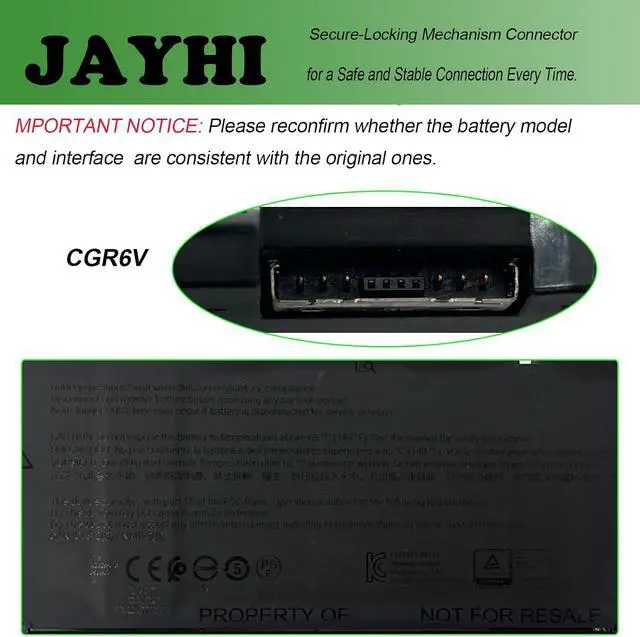 Alt view image 5 of 7 - JAYHI CGR6V 45Wh 4000mAh Laptop Battery 001W6F 02CVPR 01W31D 11.25V