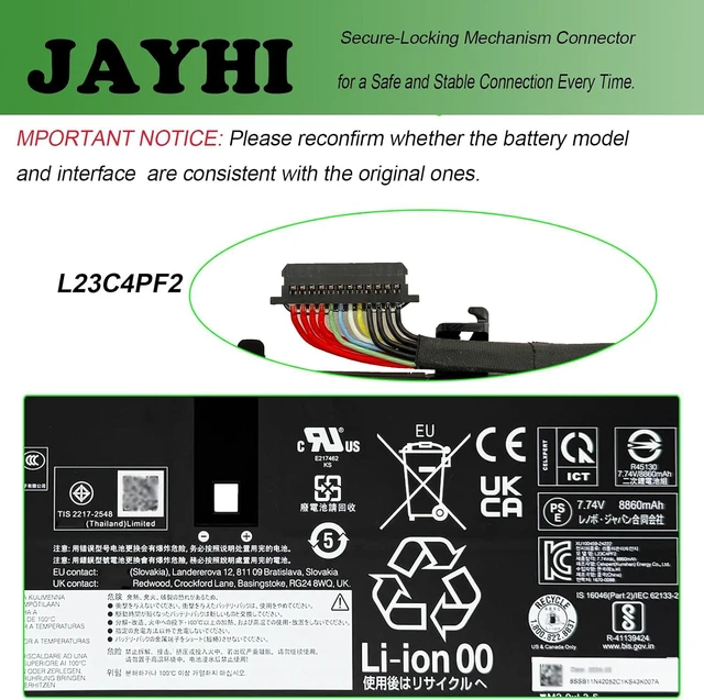 Alt view image 3 of 5 - JAYHI L23C4PF2 70Wh 9050mAh Laptop Battery SB11N42052 L23M4PF2 7.74V 4-Cell