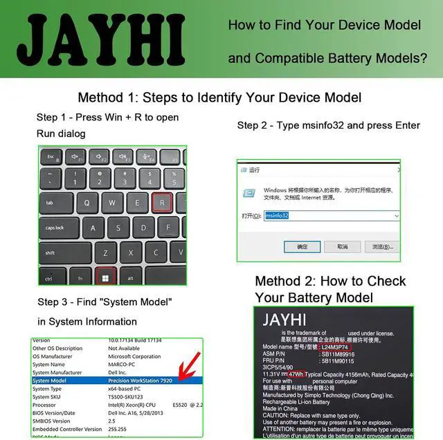 Alt view image 2 of 6 - JAYHI L24M3P74 47Wh 4156mAh Laptop Battery L24D3P77 L24C3P73 11.31V 3-Cell