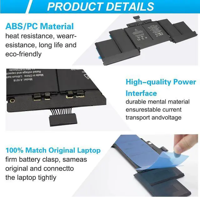Alt view image 5 of 7 - A1398 Laptop Battery Replacemen for A1618 A1494 MacBook Pro 15" inch Retina A1398 (Mid 2015 Mid 2014 Late 2013 Early 2015),EMC 2674 2745 2875 2876 2881 2909 2910 for MacBook Pro 11,2/Pro 11,3