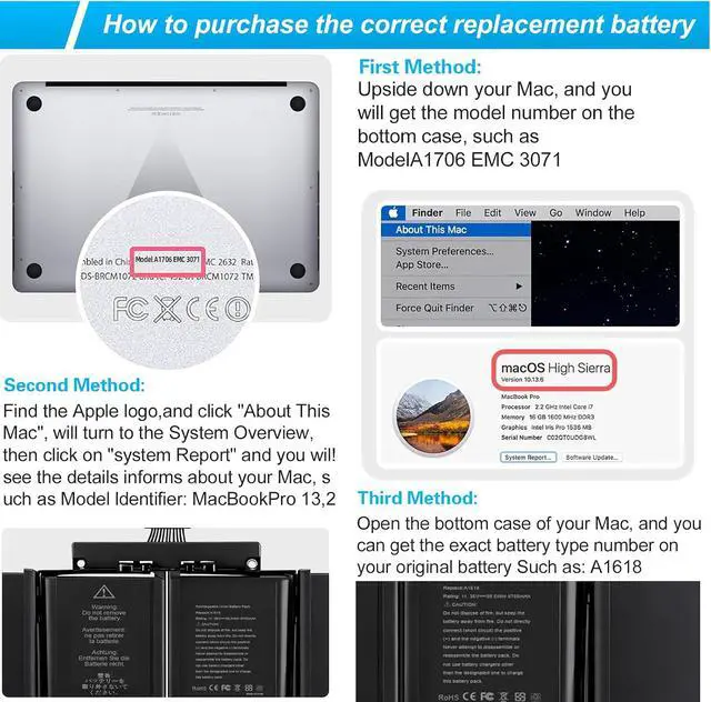 Alt view image 4 of 7 - A1398 Laptop Battery Replacemen for A1618 A1494 MacBook Pro 15" inch Retina A1398 (Mid 2015 Mid 2014 Late 2013 Early 2015),EMC 2674 2745 2875 2876 2881 2909 2910 for MacBook Pro 11,2/Pro 11,3