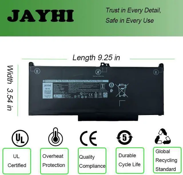 Alt view image 5 of 7 - JAYHI MXV9V 60Wh 7500mAh Laptop Battery 5VC2M 05VC2M 829MX 7.6V